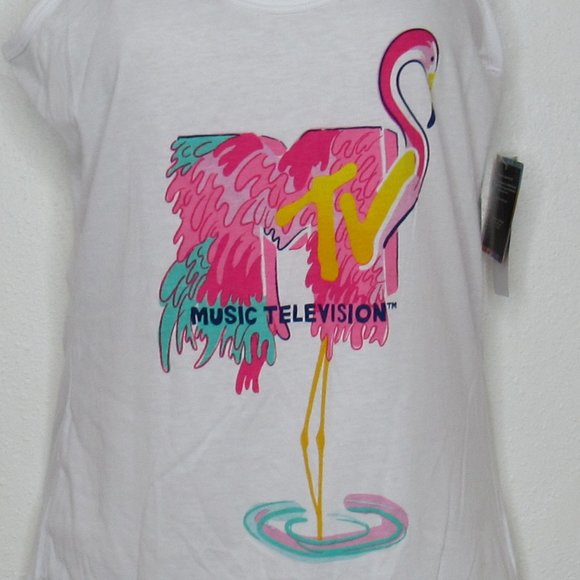 Juniors'  MTV Pink Flamingo Graphic Print Racerback Tank Top - Picture 4 of 4